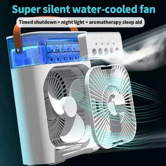 Portable 3 In 1 Small Air Cooler. LED Night Lights, Humidifier.